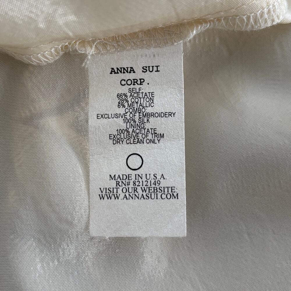 Anna Sui Metallic Jacquard Cap Sleeve Mini Dress in Metallic Silver Gold Size 8 - Picture 14 of 14